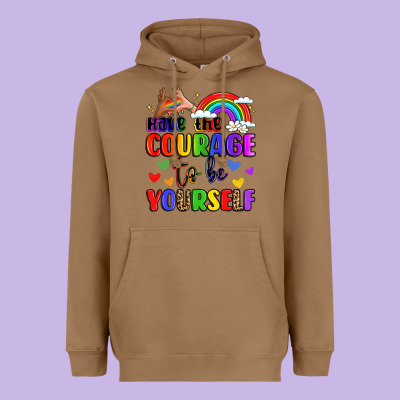 Courage To Be Yourself Rainbow Message Heavyweight Hoodie Designed By Lillyallendesigns