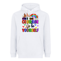 White courage to be yourself rainbow message Heavyweight Hoodie - LillyAllenDesigns