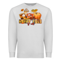 Dove Grey happy fall y'all Premium Sweatshirt - LillyAllenDesigns
