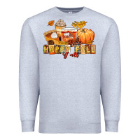 Heather Grey happy fall y'all Premium Sweatshirt - LillyAllenDesigns