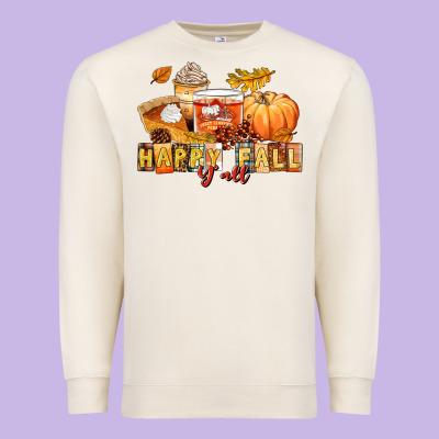 Happy Fall Y'all Premium Sweatshirt Designed By Lillyallendesigns