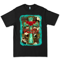 Black cross faith background Premium Tee - BarkalooDesign