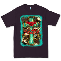 Plum cross faith background Premium Tee - BarkalooDesign