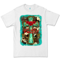 White cross faith background Premium Tee - BarkalooDesign