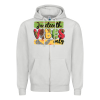 Dove Grey juneteenth vibes only Zipper Hoodie - MaliasSmallBusiness