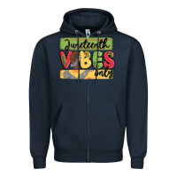 Navy juneteenth vibes only Zipper Hoodie - MaliasSmallBusiness