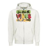 Oatmeal Heather juneteenth vibes only Zipper Hoodie - MaliasSmallBusiness