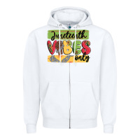 White juneteenth vibes only Zipper Hoodie - MaliasSmallBusiness