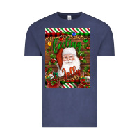 Vintage Denim Christmas Feeling Jolly Santa Vintage Tee - Artiststas
