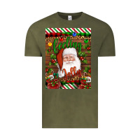 Vintage Olive Christmas Feeling Jolly Santa Vintage Tee - Artiststas