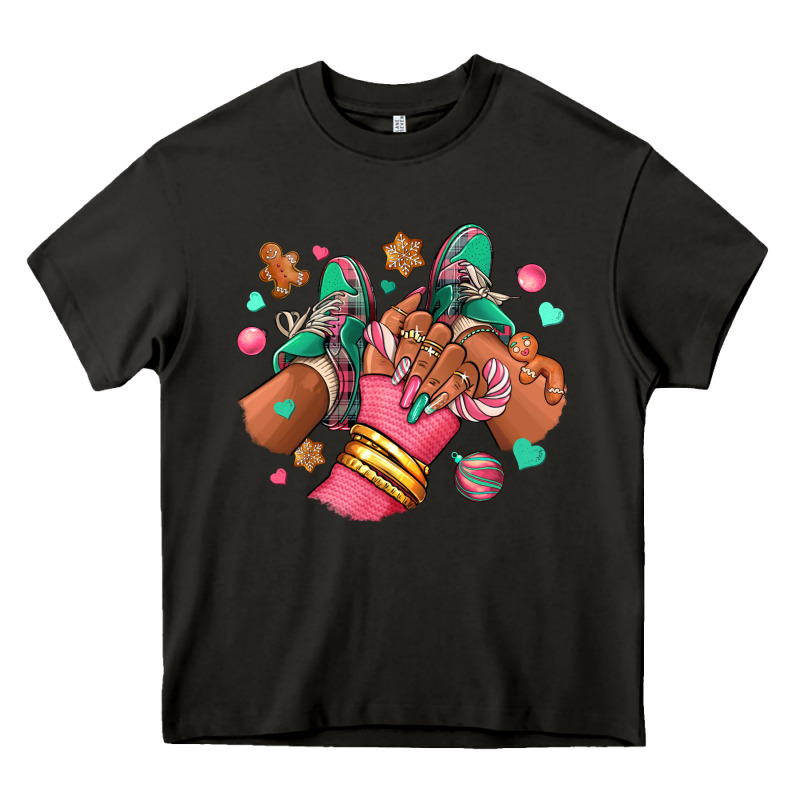 Pink Christmas Black Girl Sneakers Heavy Core Tee by RanaPortraitStore | Teevron