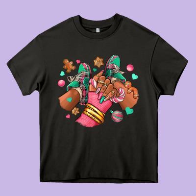 Heavy Core Tee pink christmas black girl sneakers