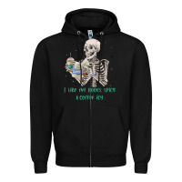 Black i like my books spicy and coffee icy Zipper Hoodie - MaliasSmallBusiness