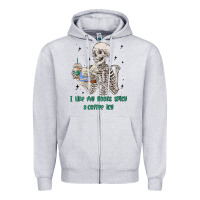 Heather Grey i like my books spicy and coffee icy Zipper Hoodie - MaliasSmallBusiness