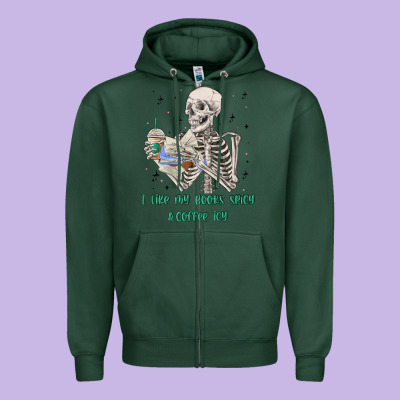 I Like My Books Spicy And Coffee Icy Zipper Hoodie Designed By Maliassmallbusiness