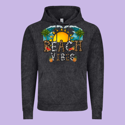 Beach Vibes Vintage Hoodie Designed By Cowhidedigitalart