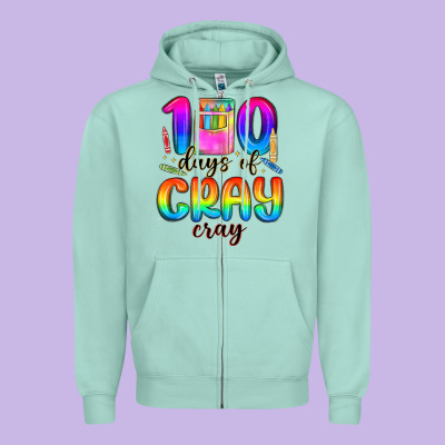 100 Days Of Cray Cray Zipper Hoodie Designed By Maliassmallbusiness