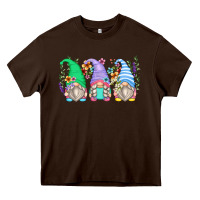 Chocolate Brown floral gnomes Heavy Core Tee - Zillion Design Studio