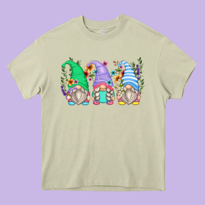 Floral Gnomes Heavy Core Tee Designed By Zillion Design Studio