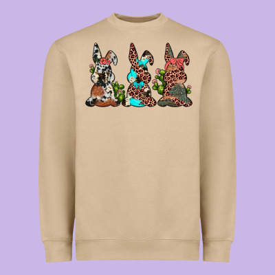 Leopard Cowhide Turquoise Cactus Bunny's Heavyweight Sweatshirt Designed By Jahusdesignshop