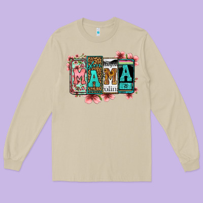 License Letters Floral Mama Long Sleeve Tee Designed By Jasminsmagicworld