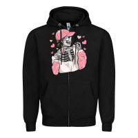 Black skeleton girl valentine's day Zipper Hoodie - MaliasSmallBusiness