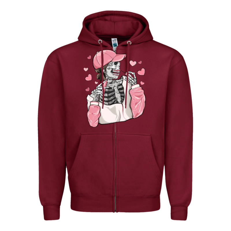 Skeleton Girl Valentine's Day Zipper Hoodie by MaliasSmallBusiness | Teevron