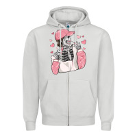 Dove Grey skeleton girl valentine's day Zipper Hoodie - MaliasSmallBusiness