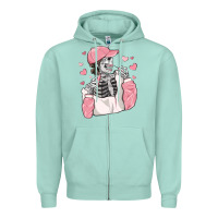 Seafoam skeleton girl valentine's day Zipper Hoodie - MaliasSmallBusiness