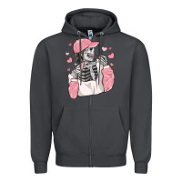 Smoke skeleton girl valentine's day Zipper Hoodie - MaliasSmallBusiness
