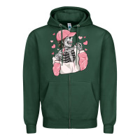 Sports Green skeleton girl valentine's day Zipper Hoodie - MaliasSmallBusiness