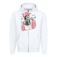 White skeleton girl valentine's day Zipper Hoodie - MaliasSmallBusiness