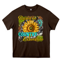 Chocolate Brown raised on country and sunshine Heavy Core Tee - texasbilliewilder