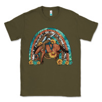 Army Green bucking bronco rodeo rainbow Classic Tee - Artiststas