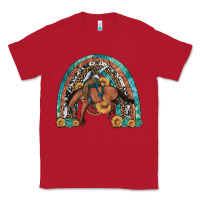 Red bucking bronco rodeo rainbow Classic Tee - Artiststas