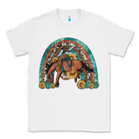 White bucking bronco rodeo rainbow Classic Tee - Artiststas