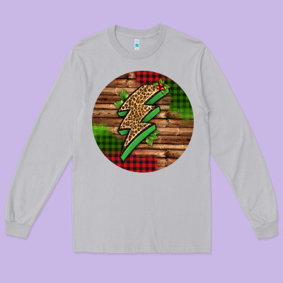 Leopard Lightning Bolt Christmas Long Sleeve Tee Designed By Jasminsmagicworld