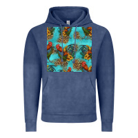 Vintage Denim rooster and sunflowers seamless pattern Vintage Hoodie - HRA Design Shop