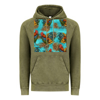 Vintage Olive rooster and sunflowers seamless pattern Vintage Hoodie - HRA Design Shop