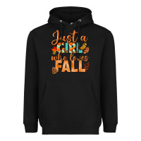 Black just a girl who loves fall Heavyweight Hoodie - BundleAndBundleShop