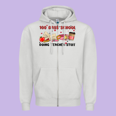 100 Days School Zipper Hoodie Designed By Maliassmallbusiness