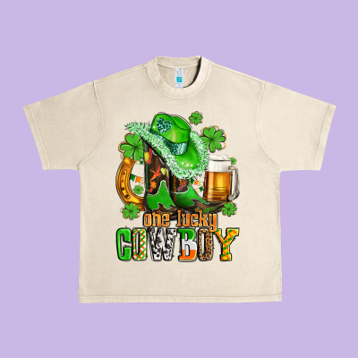 One Lucky  Cowboy With Hat And Boots Urban Heavy Tee Designed By Adodesignshop