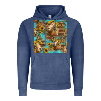 Vintage Denim goat sunflowers seamless pattern Vintage Hoodie - HRA Design Shop