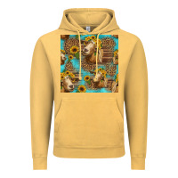 Vintage Mustard goat sunflowers seamless pattern Vintage Hoodie - HRA Design Shop
