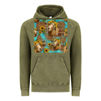 Vintage Olive goat sunflowers seamless pattern Vintage Hoodie - HRA Design Shop