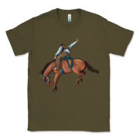 Army Green bucking bronco cowboy rodeo Classic Tee - Artiststas
