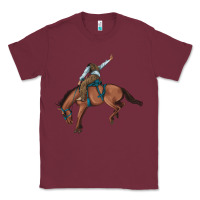 Burgundy bucking bronco cowboy rodeo Classic Tee - Artiststas