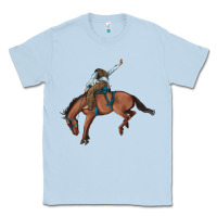 Dusty Blue bucking bronco cowboy rodeo Classic Tee - Artiststas