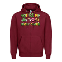 Burgundy you're my lucky charm Zipper Hoodie - MaliasSmallBusiness