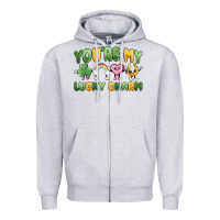 Heather Grey you're my lucky charm Zipper Hoodie - MaliasSmallBusiness